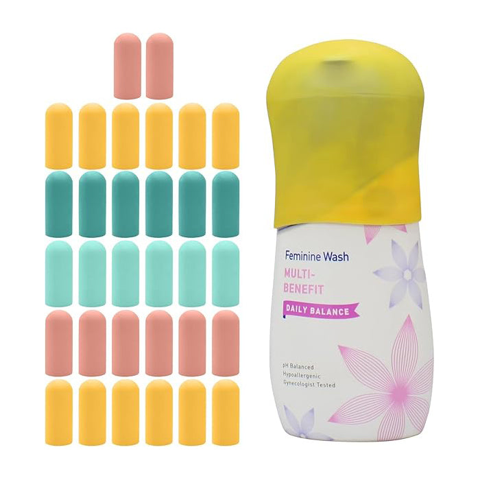 24-Pack Silicone Travel Bottle Sleeves – Leak-Proof Elastic Bottle Caps in 4 Sizes