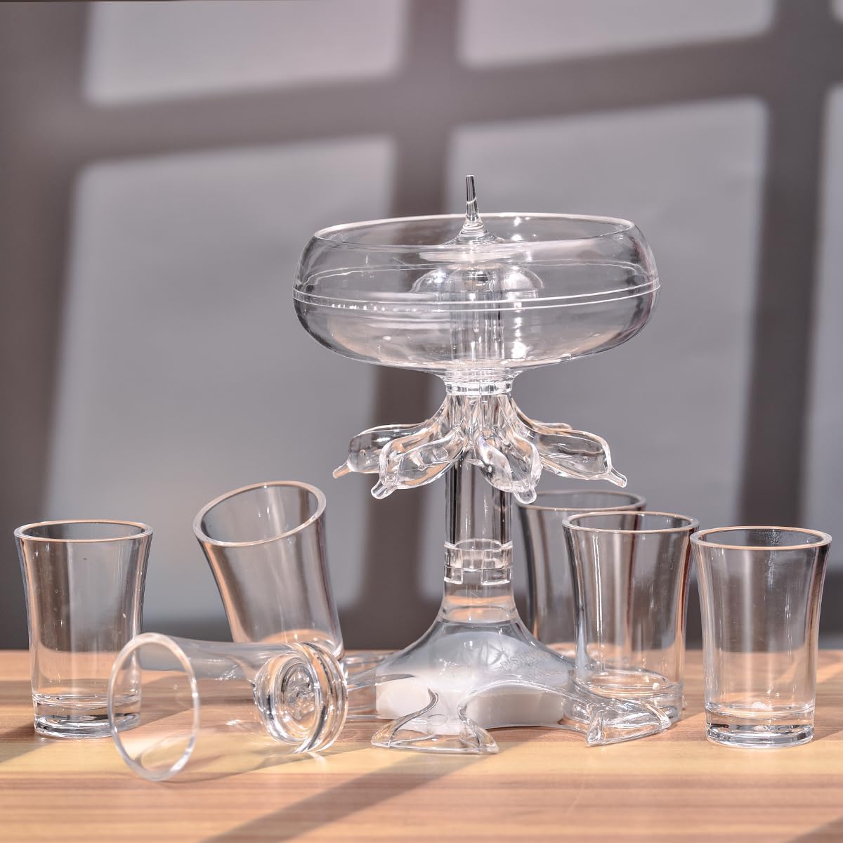 Wine Dispenser Set – With 6 Glasses | Liquid Separator Design | Upgraded Food-Grade Acrylic | Perfect for Parties