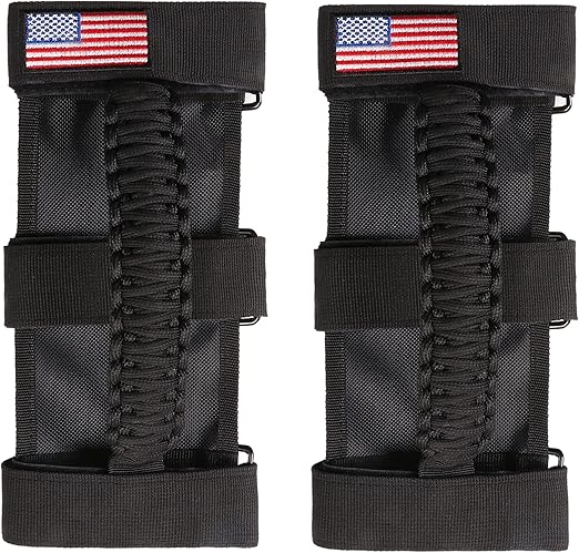 2 x Roll Bar Grab Handles Paracord Grip Handle for Jeep Wrangler YJ TJ JK JL & Gladiator 