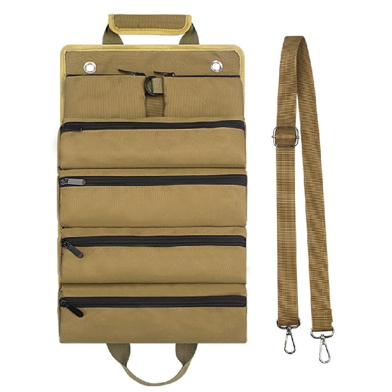 Portable Roll-Up Tool Organizer | 5 Zippered Pockets for Car, Garage & On-the-Go Storage