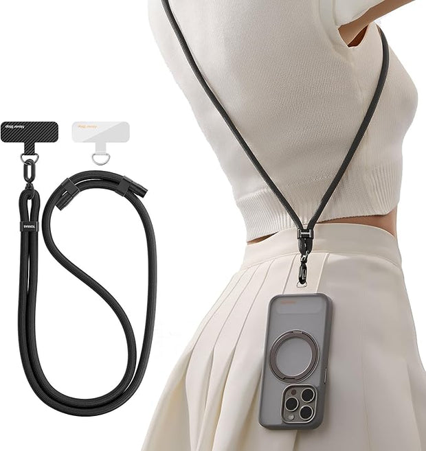 Adjustable Crossbody Phone Lanyard with 2 Phone Tabs