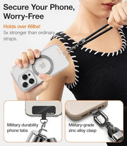 Adjustable Crossbody Phone Lanyard with 2 Phone Tabs