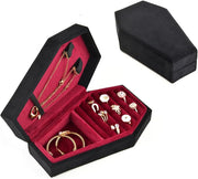 Mini Coffin Jewelry Organizer – Plush Velvet Gothic Box for Necklaces, Bracelets & Rings