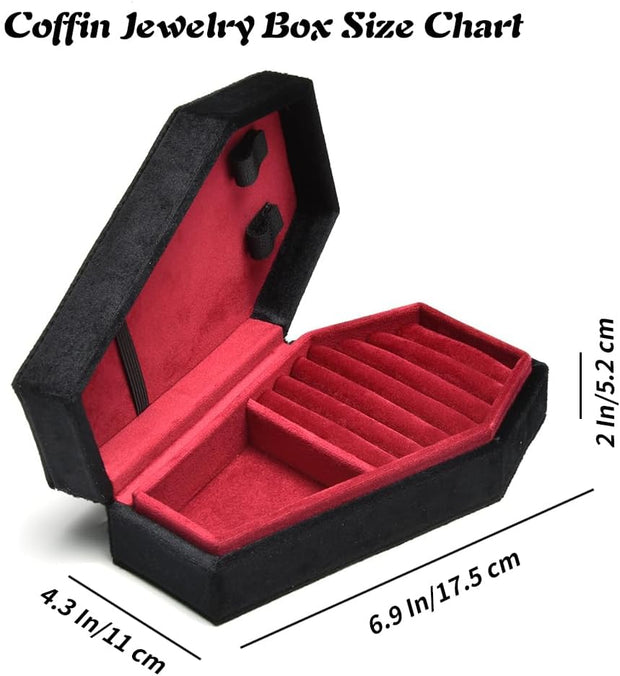Mini Coffin Jewelry Organizer – Plush Velvet Gothic Box for Necklaces, Bracelets & Rings