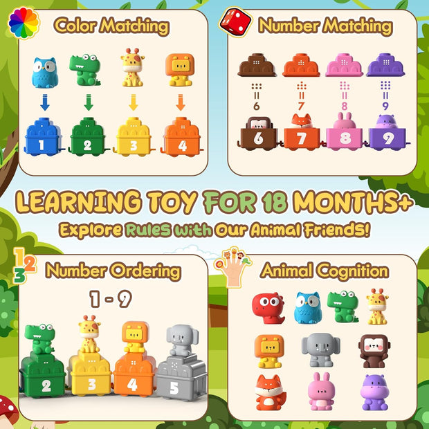 Castle Toddler Animal Train Toy Set – Montessori Educational Puzzle Toy for Ages 1-3