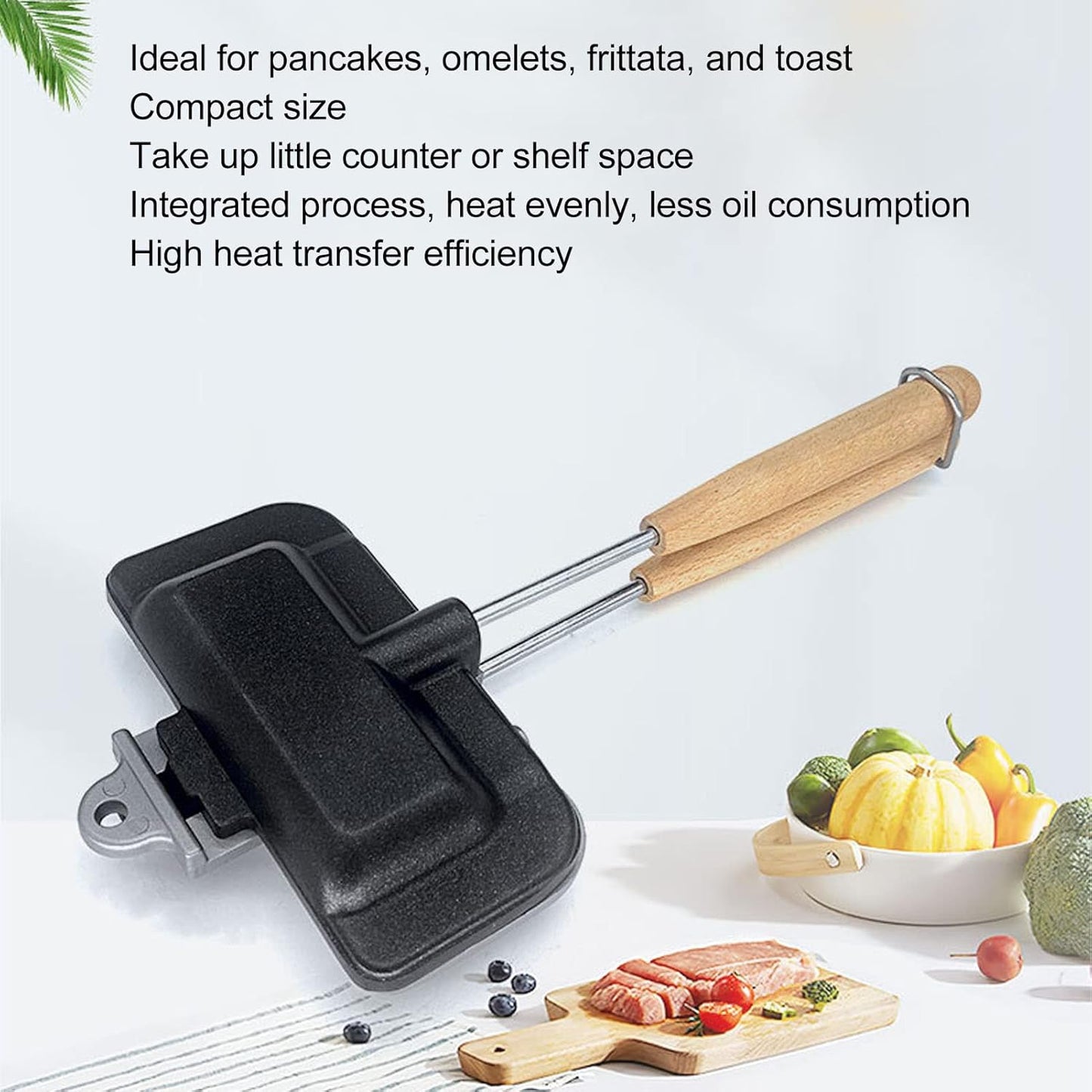 Portable Double-Sided Frying Pan for Eggs & Panini | Detachable Sandwich Grill Flip Pan