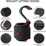 Heavy-Duty Lifting Hooks with Wrist Straps – Ideal for Deadlifts, Pull-Ups, Shrugs & Grip Support