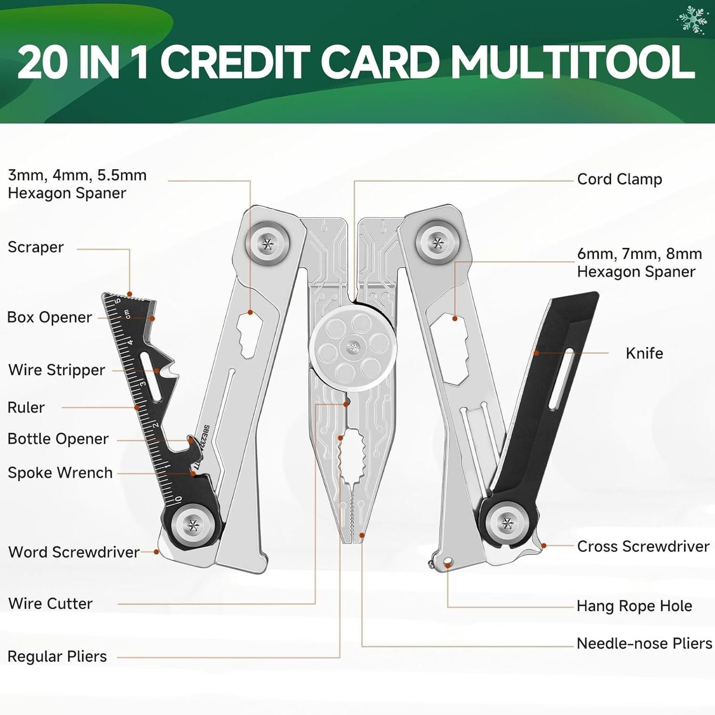 20-in-1 Folding Credit Card Multitool