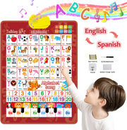 Bilingual Alphabet Interactive Wall Chart – English & Spanish Learning Poster with ABC, 123, and Music for Kids Ages 3+