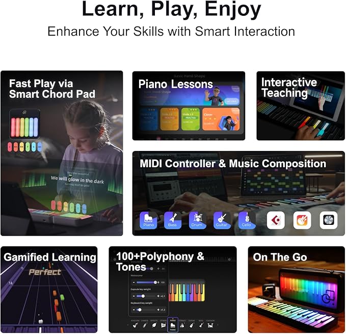 Expandable Smart Keyboard – Foldable LED Light Piano