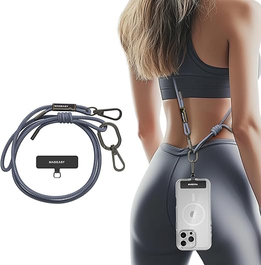 Adjustable Crossbody Phone Lanyard with 2 Phone Tabs