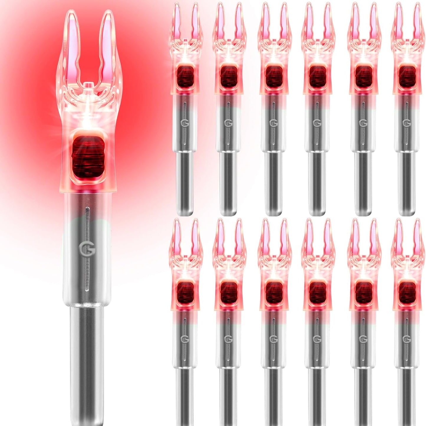 Lighted Arrow Nocks – High-Visibility LED Nocks with Universal Fit & ON/OFF Switch (6/12 Pack)