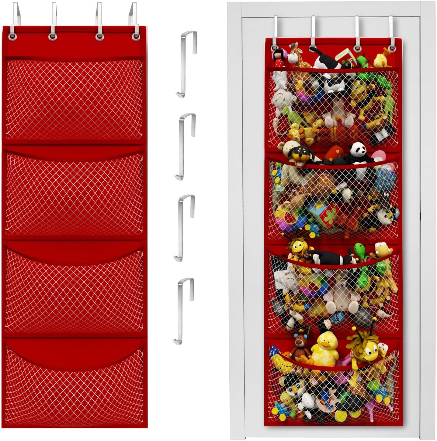 Plush Animal Storage Bag – Over-the-Door Organizer for Toys, Baby Accessories, and Stuffed Animals