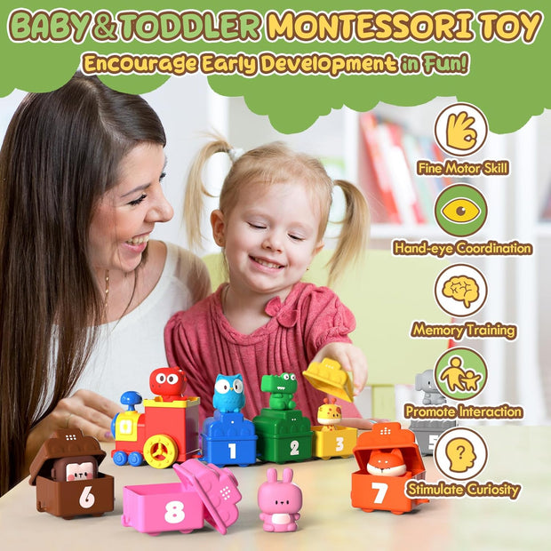 Castle Toddler Animal Train Toy Set – Montessori Educational Puzzle Toy for Ages 1-3
