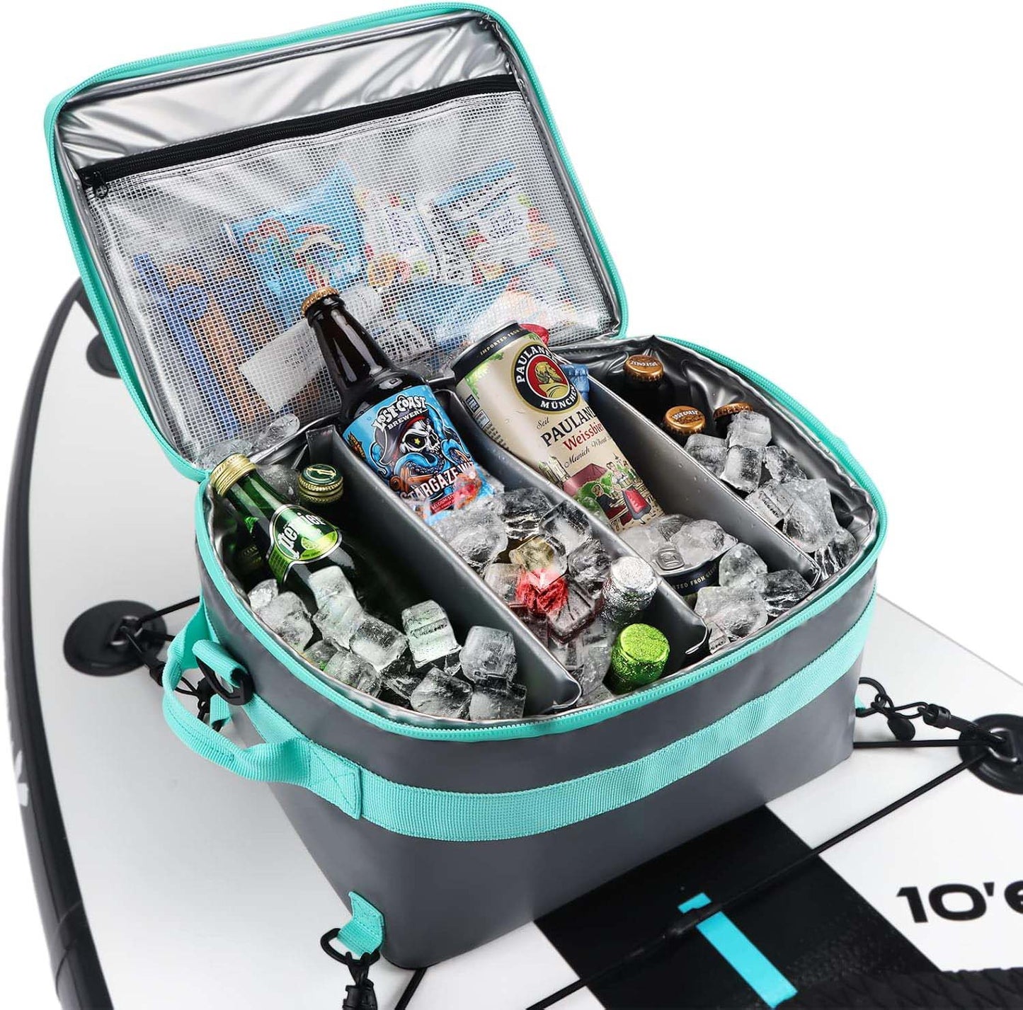 Waterproof Paddleboard Cooler – Durable PVC SUP Cooler Deck Bag with Mesh Top Pocket