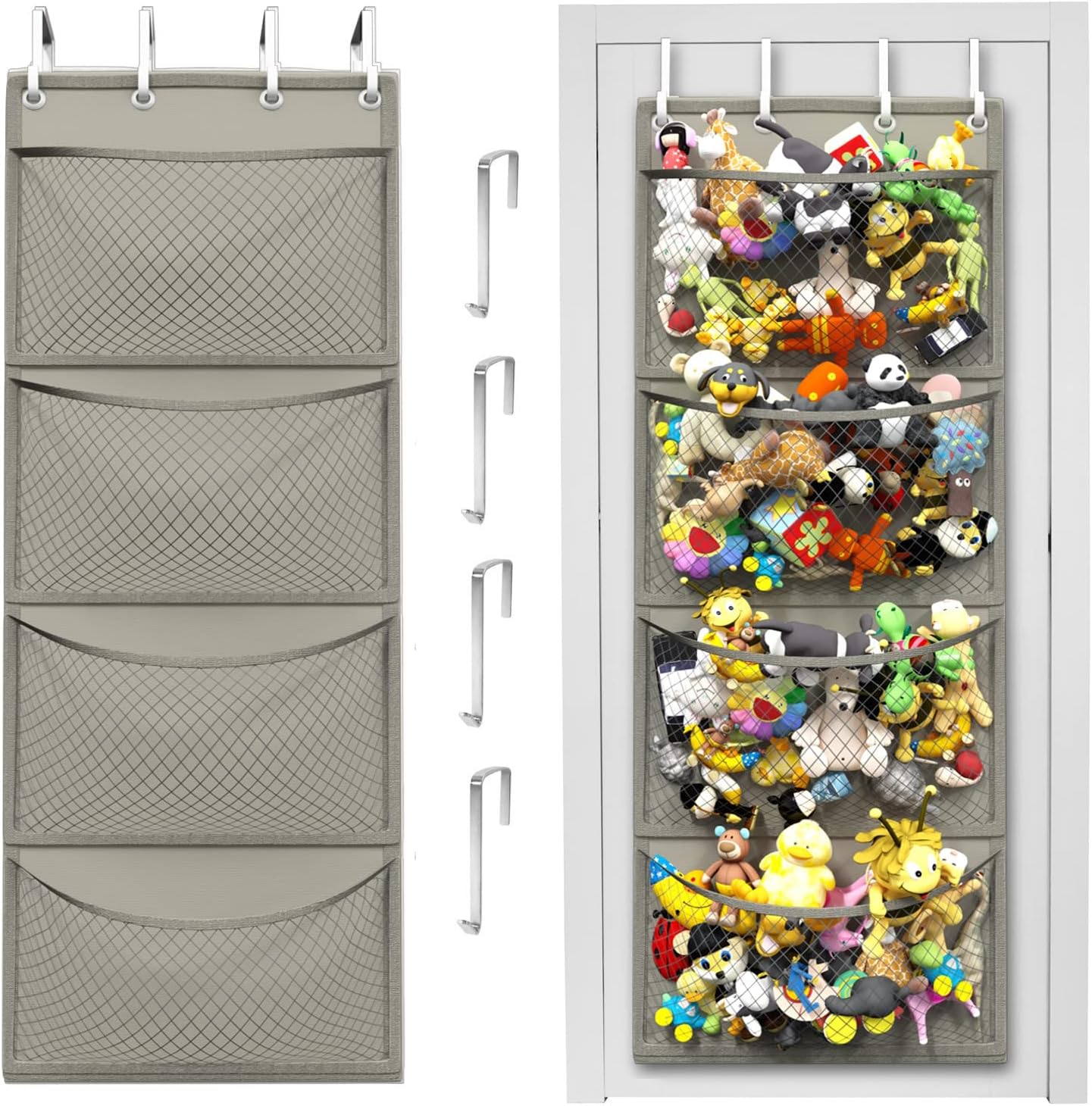 Plush Animal Storage Bag – Over-the-Door Organizer for Toys, Baby Accessories, and Stuffed Animals
