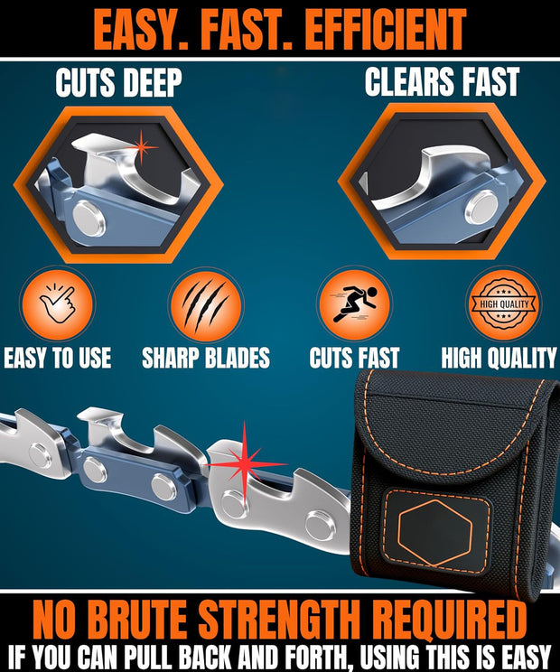 Survival Pocket Chainsaw – Heavy-Duty Hand Chain Saw for Camping, Hiking, Bushcraft