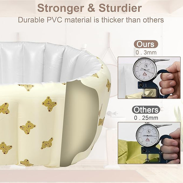 Inflatable Travel Baby Bathtub – Bear Design | Portable & Foldable | Phthalate-Free PVC | Ideal for Showers, Camping & More