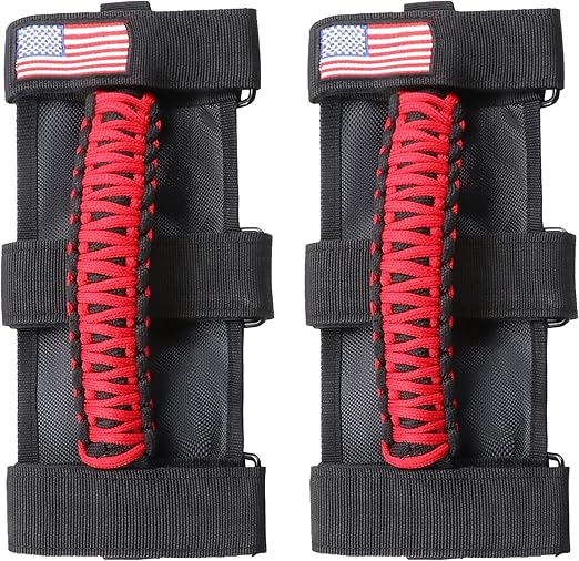 2 x Roll Bar Grab Handles Paracord Grip Handle for Jeep Wrangler YJ TJ JK JL &amp; Gladiator&nbsp;