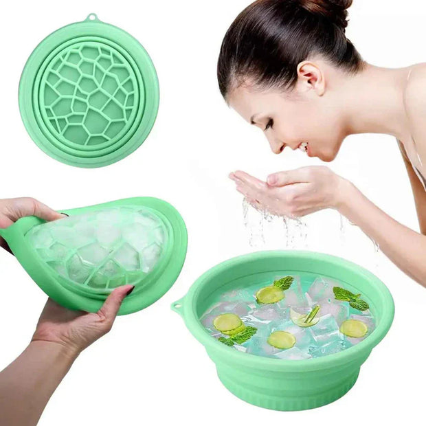 Collapsible Silicone Facial Ice Bowl – Built-in Ice Tray for Skincare, Acne Relief, and Face Tightening