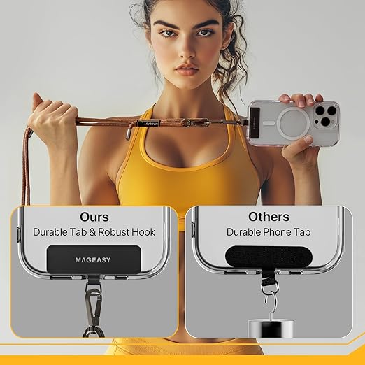 Adjustable Crossbody Phone Lanyard with 2 Phone Tabs