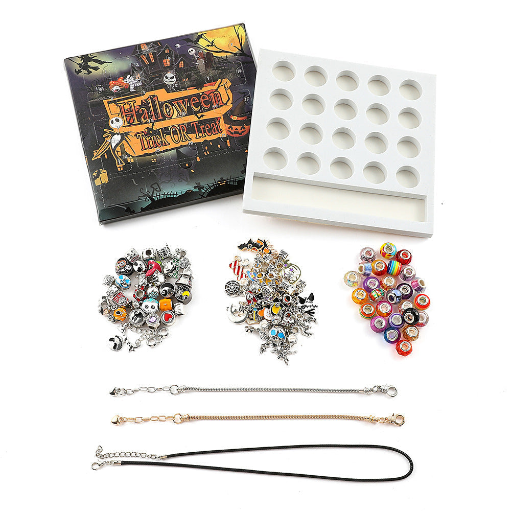 Halloween Kids DIY Bead Jewelry Kit – Large-Hole Beads Bracelet, Bangle & Necklace Gift Set