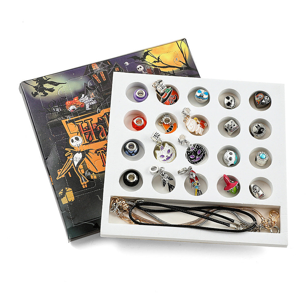 Halloween Kids DIY Bead Jewelry Kit – Large-Hole Beads Bracelet, Bangle & Necklace Gift Set