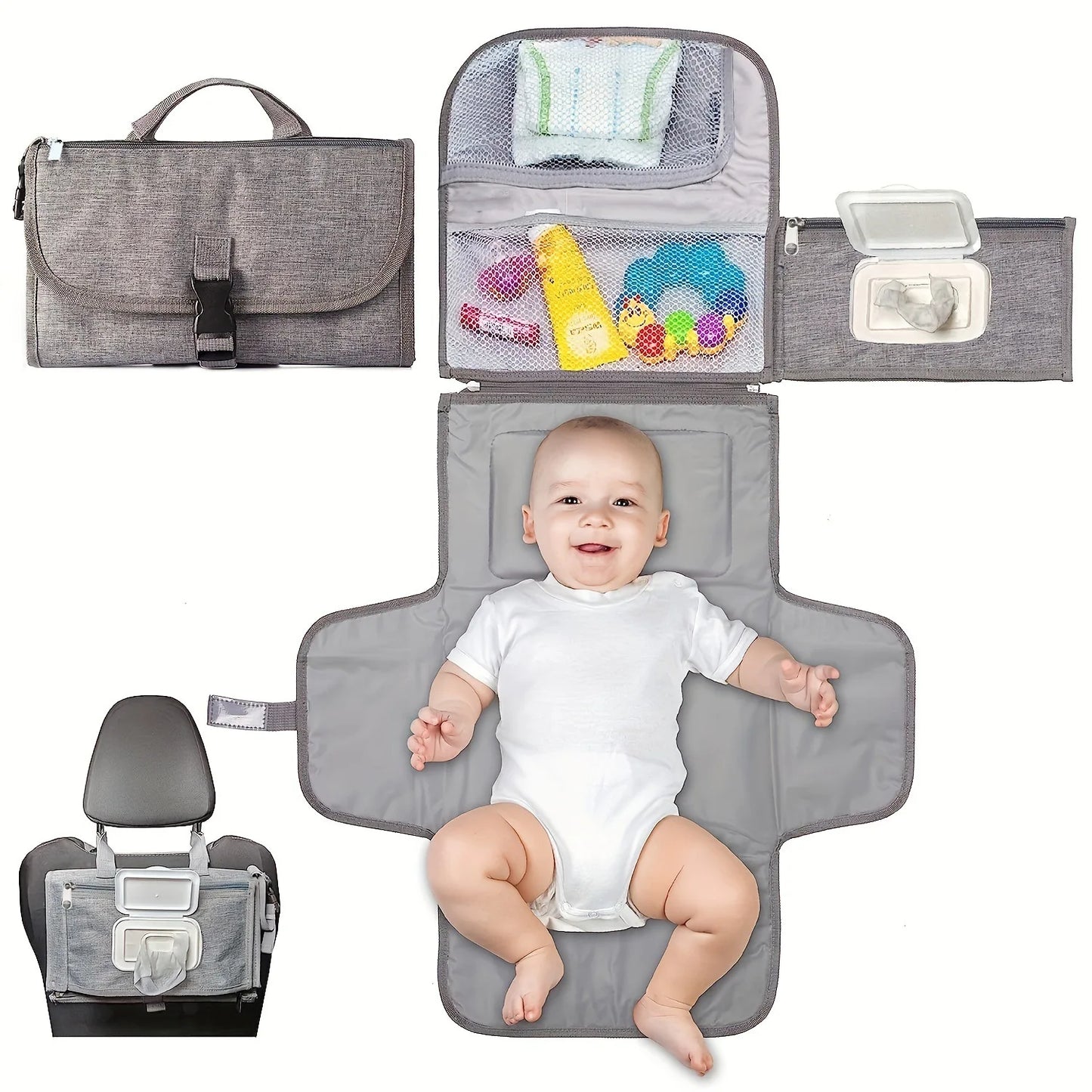 Portable Baby Essentials Organizer | Lightweight, Foldable & Durable Diaper Caddy for Travel or Home Use